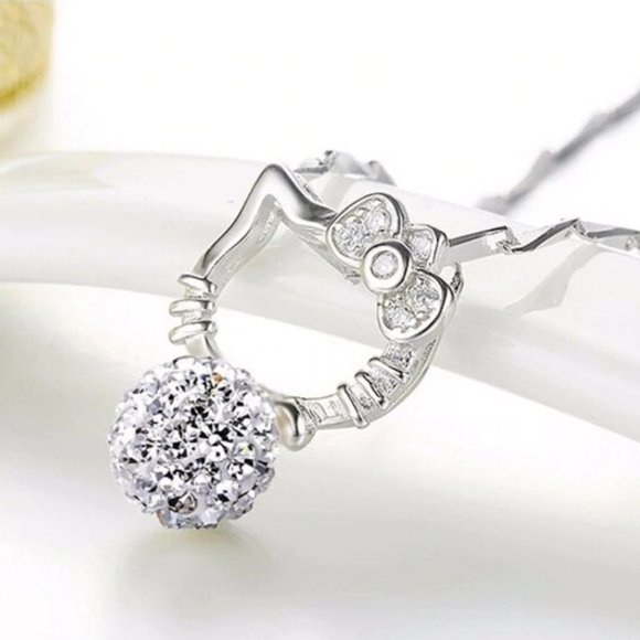 *NEW 925 Sterling Silver Hello Kitty Ball Necklace - Picture 7 of 7